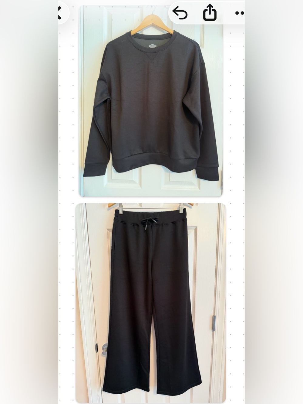 Black Two-Piece Sweatshirt & Wide-Leg Joggers Set Size M